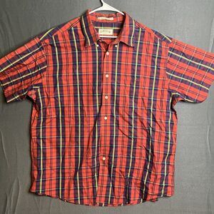 Orvis Mens XXL Button Down Short‎ Sleeve Collared Multicolored Plaid Cotton